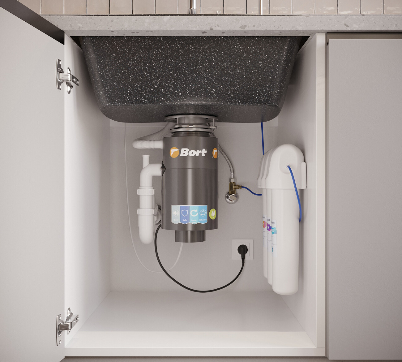 Мойка кухонная черная Domaci "Бьелла" DMC-03-308 - изображение 7