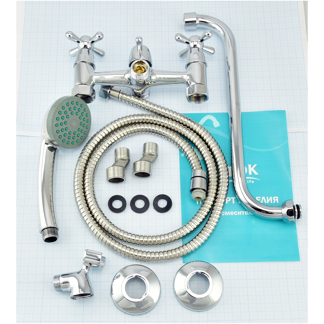 Смеситель универсальный двухвентильный с поворотным S-изливом хром Istok life Luxe 0402.771 - изображение 16