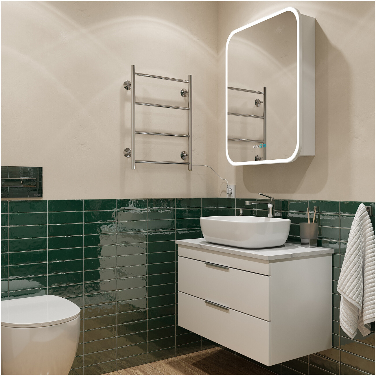 Полотенцесушитель электрический 60х40 см с кнопкой хром Ewrika "Сафо" Eco R 4657801249495 - изображение 6