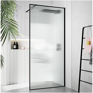 Душевая перегородка стеклянная 190х90 см гофрированная, черная Cerutti SPA STRIP T90