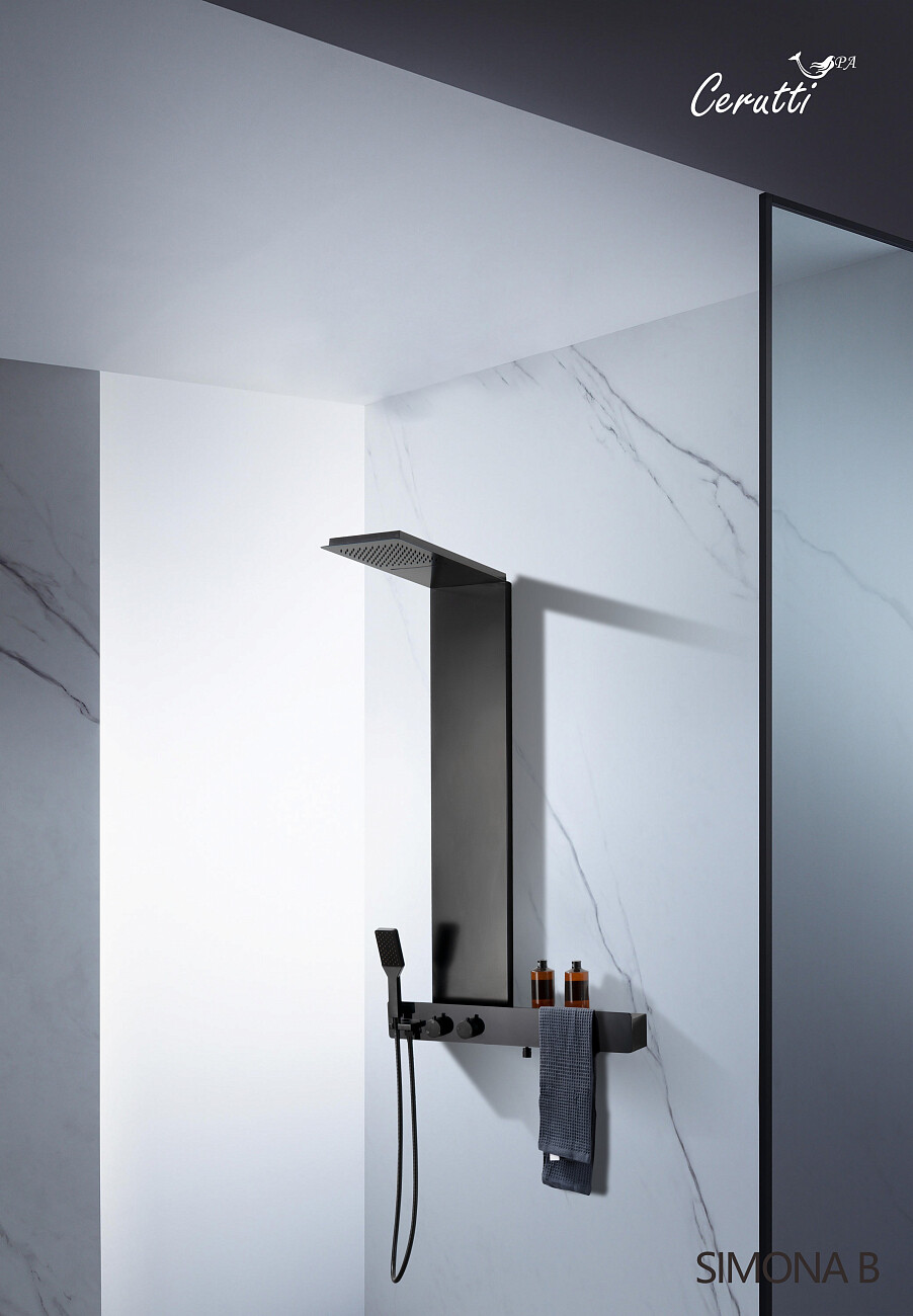 Душевая панель с тропическим душем 147х70 см черная Cerutti SPA Simona B CT9660 - изображение 5