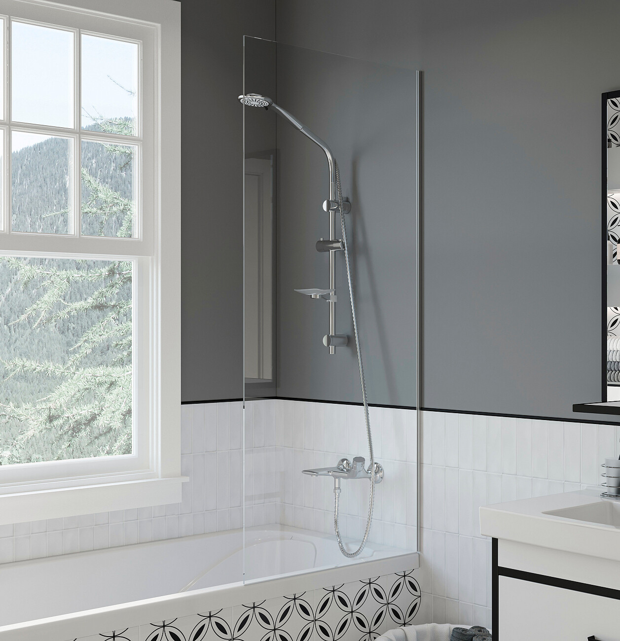 Штора на ванну неподвижная 70x150 см прозрачная, хром Diwo "Ростов" 4GW009 - изображение 2