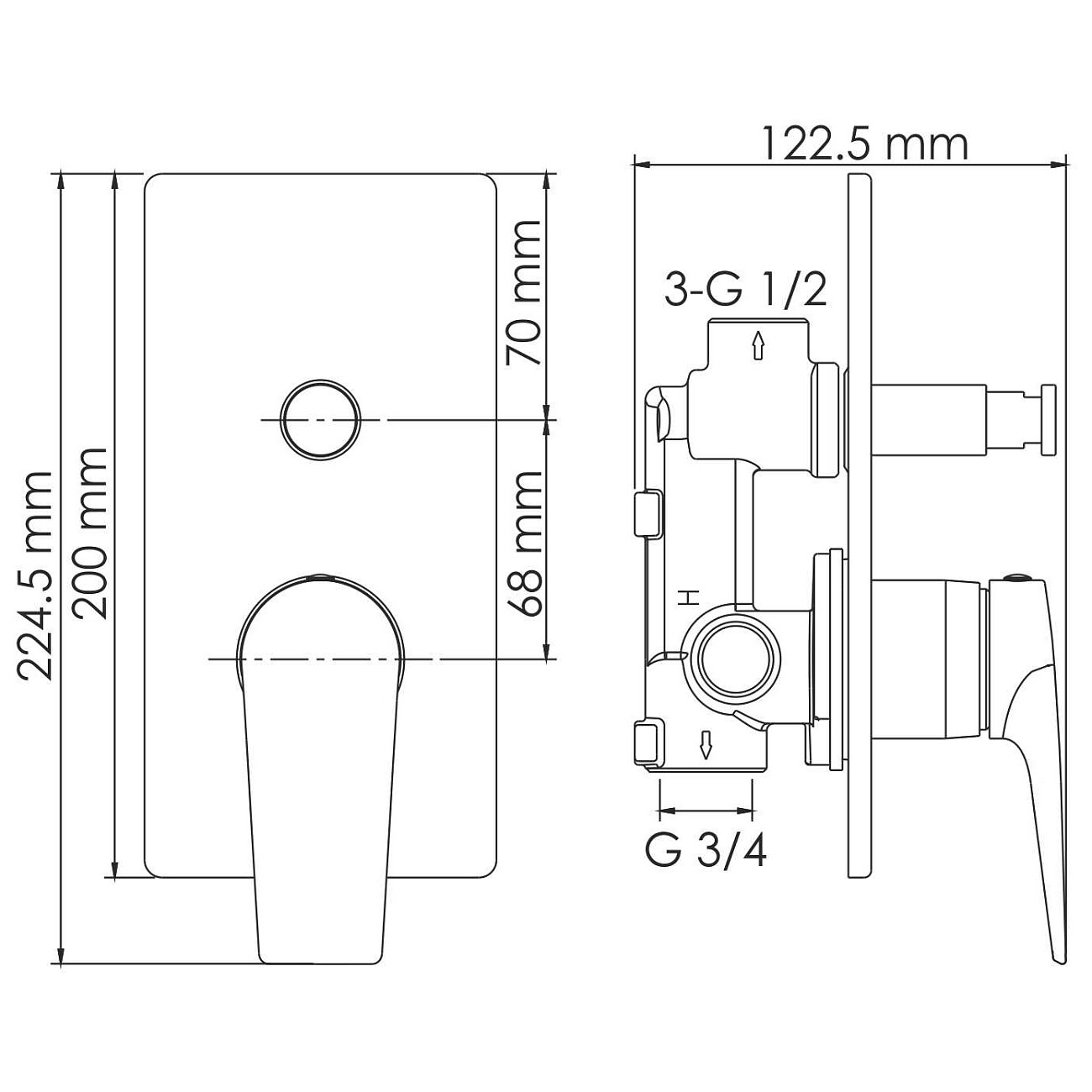 Смеситель для ванны и душа встраиваемый из латуни оружейная сталь Wasserkraft 8461 - изображение 6