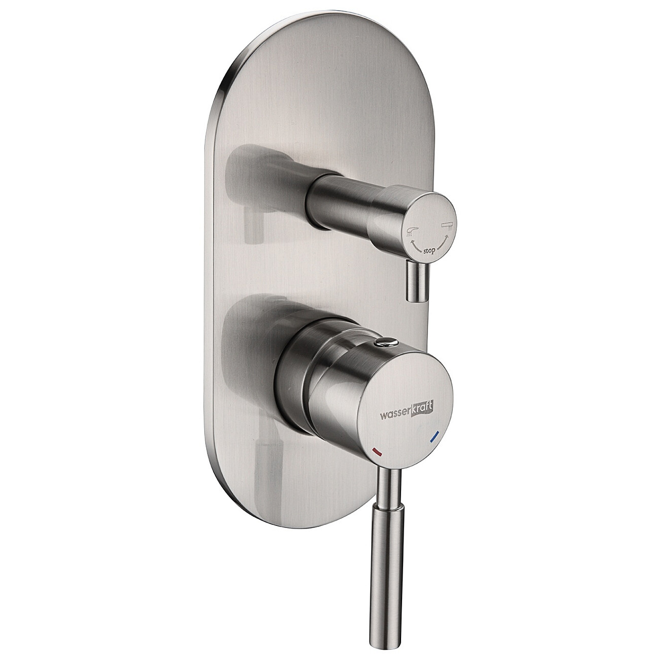 Смеситель для ванны и душа встраиваемый из латуни никель Wasserkraft 4241 - изображение 4