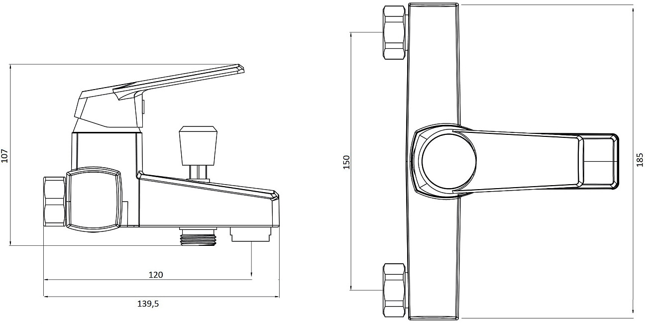 Смеситель для ванны с душем хром Diwo "Смоленск" SM-03cr и смеситель для раковины SM-02cr - изображение 3