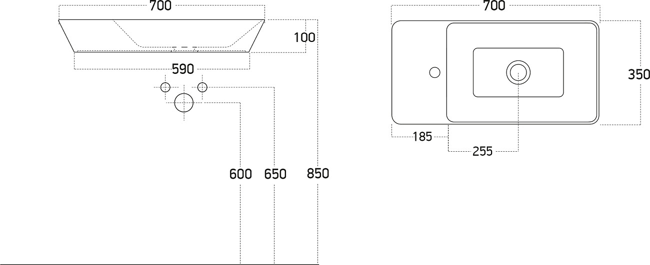 Раковина накладная керамическая прямоугольная 35х70 см белая Stworki 3070-KL - изображение 2