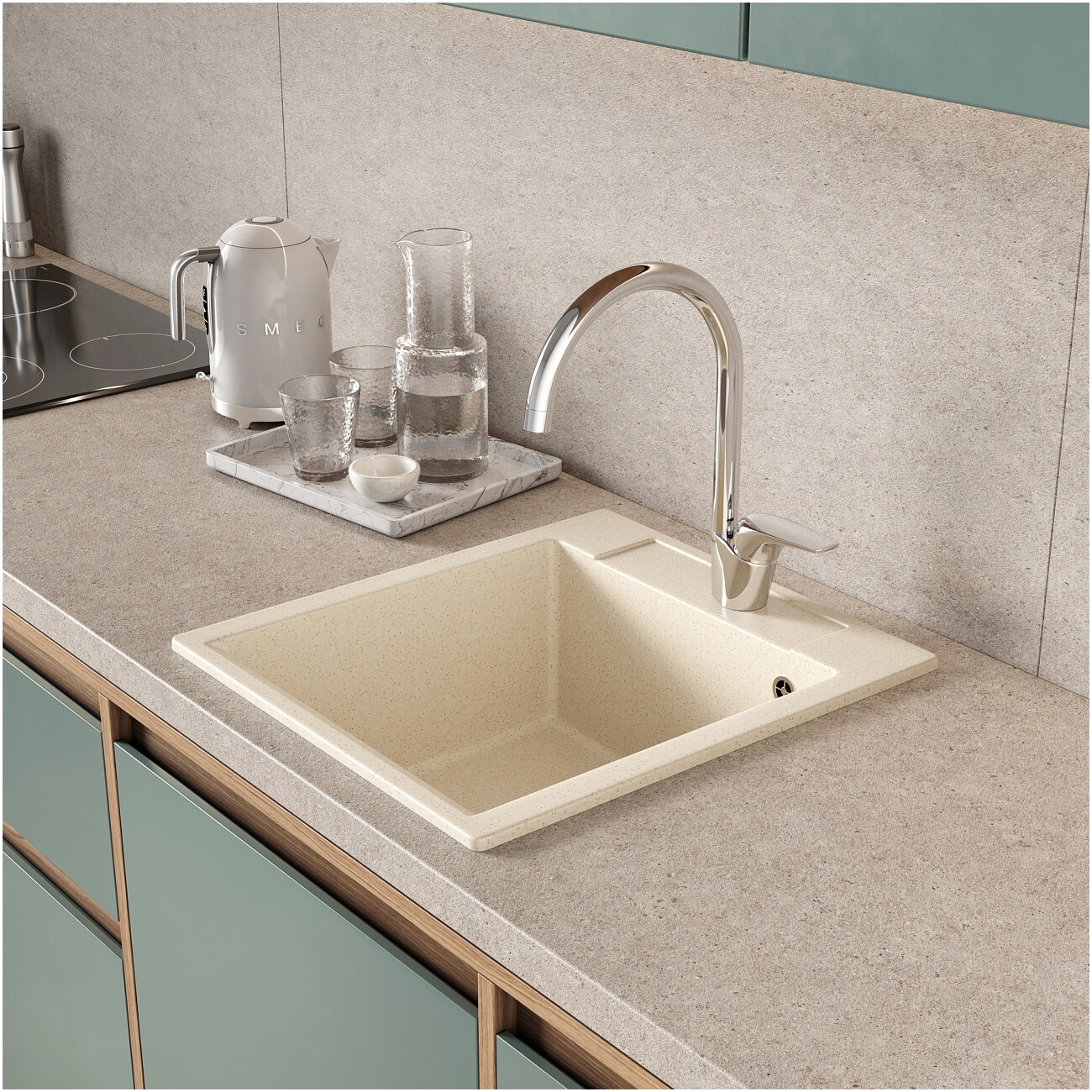 Мойка кухонная кремовая Domaci "Савона" PA 460 - изображение 3