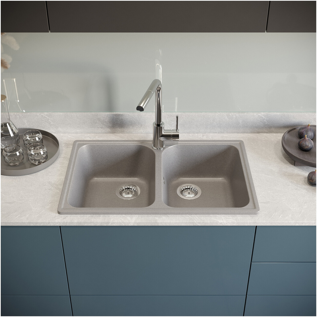 Мойка кухонная светло-серая Domaci "Болонья" М-260-006 - изображение 7