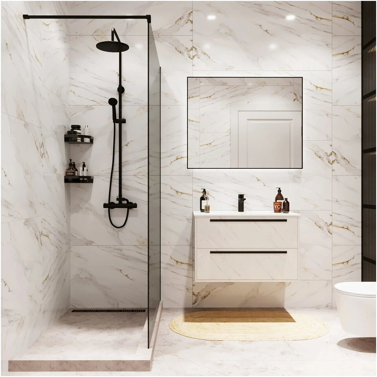 Душевая перегородка стеклянная 90х200 см тонированная, черная Reflection Walk In RX20090TBL-16 - изображение 10