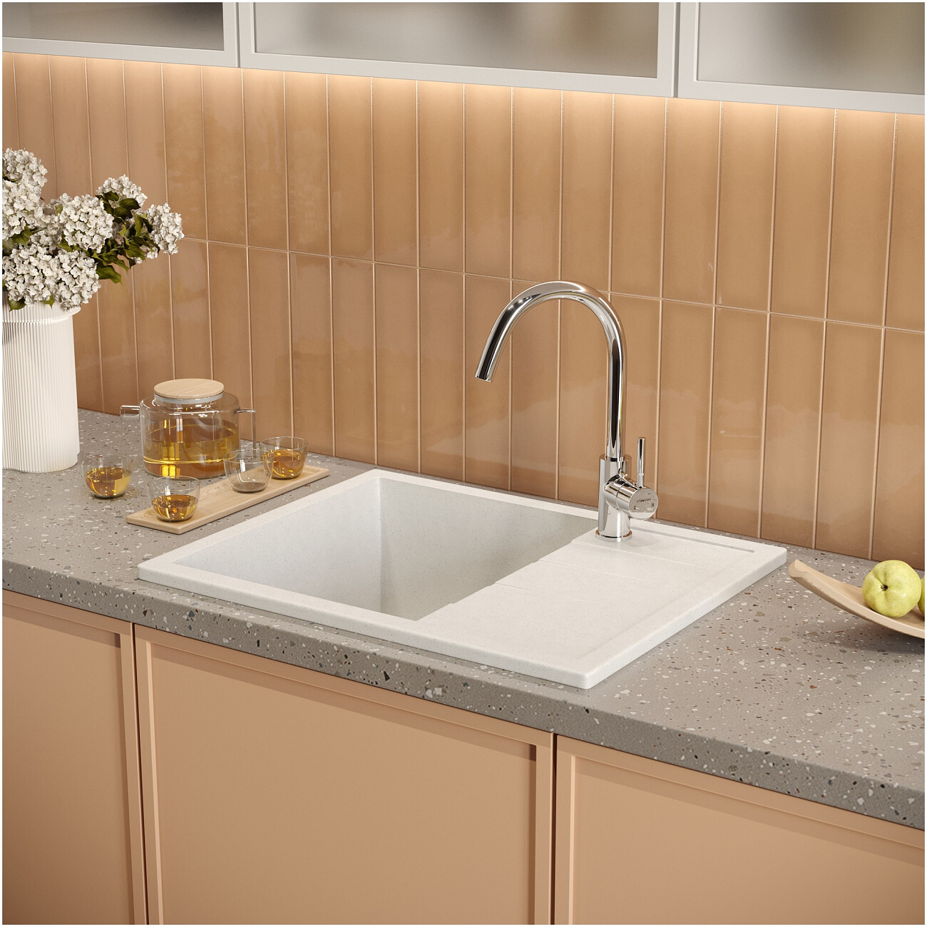 Мойка кухонная белая Domaci "Болонья" М-151-001 - изображение 8