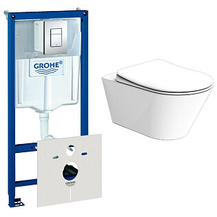 Унитаз подвесной белый Creto Logan L3 1003-001-L3W с инсталляцией Rapid SL 38772001