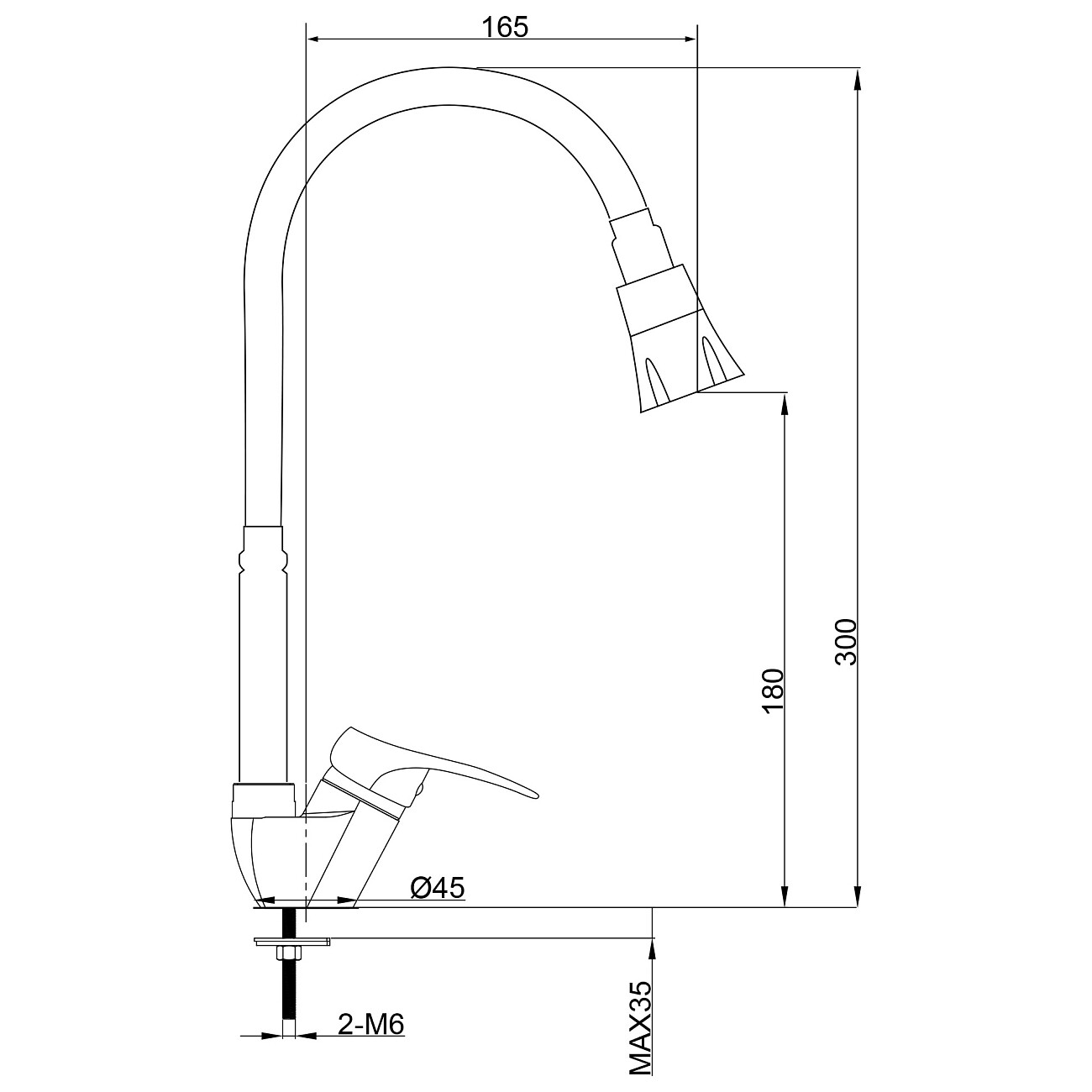 Смеситель для кухни однорычажный с гибким изливом хром Juguni Parus 0402.982 - изображение 12