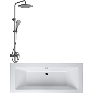Ванна акриловая 80х170 см белая Artemis Sentinus с душевым комплексом &quot;Ларвик&quot; HWB0502-P01GD
