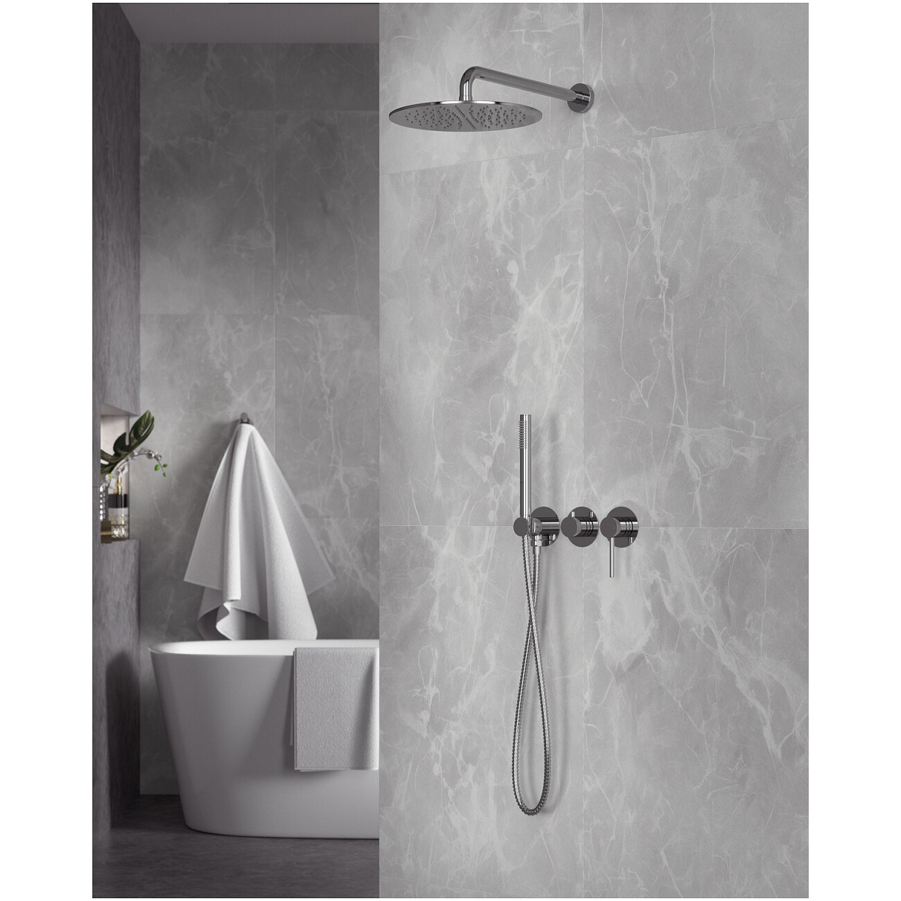 Душевой комплект встраиваемый с верхним душем хром Timo Saona SX-2349-00SM - изображение 2