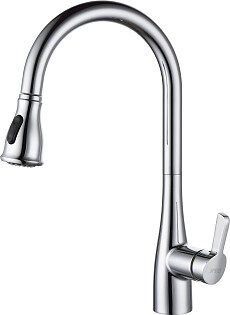 Смеситель для кухни латунный с выдвижной лейкой хром D&K Rhein Schiller DA1462501