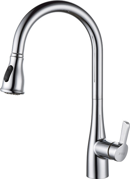 Смеситель для кухни латунный с выдвижной лейкой хром D&K Rhein Schiller DA1462501 - изображение 1
