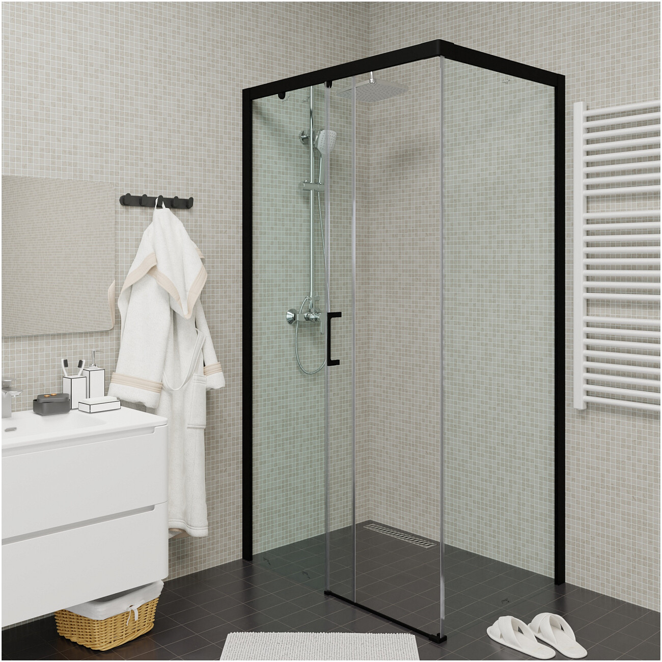 Душевой уголок прямоугольный левый 80x110 см черный Cerutti SPA Vito 110B-L - изображение 5