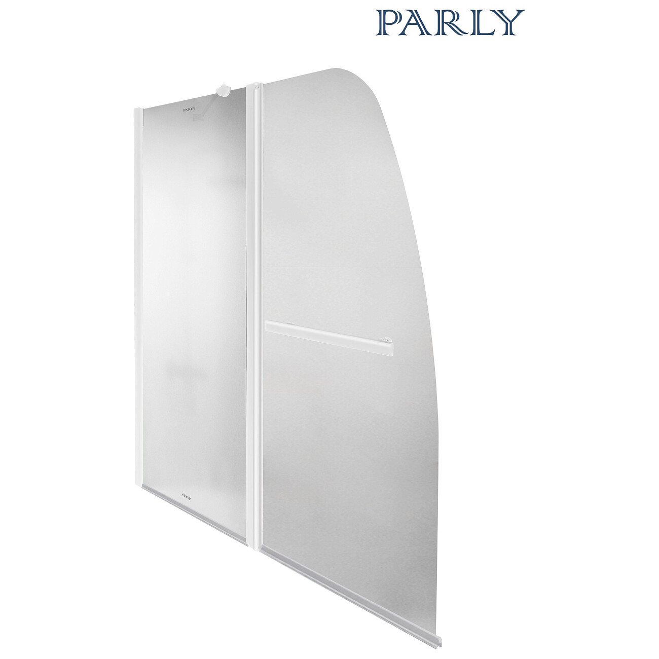 Штора на ванну распашная 130x120 см прозрачная, белая Parly F03F - изображение 3