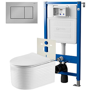 Унитаз подвесной &quot;Омега&quot; PN41902 с инсталляцией &quot;Элемент&quot; PN45120 и кнопкой смыва &quot;Ника&quot; PN44081C