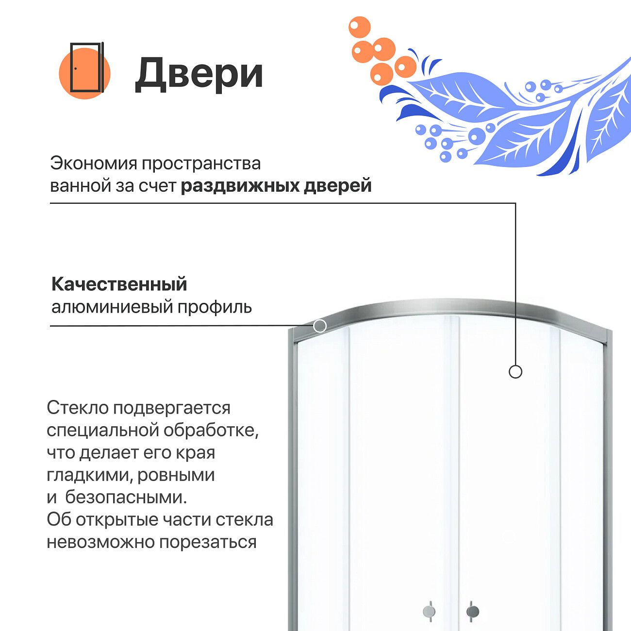 Душевой уголок 89x89 см с низким поддоном прозрачный, хром Diwo "Псков" - изображение 3