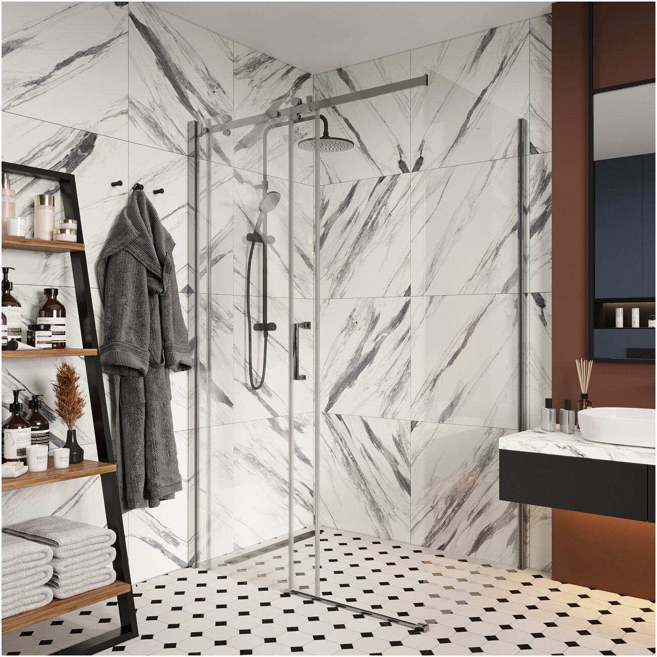 Душевой уголок прямоугольный 90x120 см хром Cerutti SPA Ceza's 120 - изображение 9