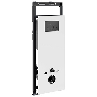 Инсталляция для подвесного унитаза с черной матовой кнопкой Wasserkraft Salm 27TLT.010.ME.WH.MB02