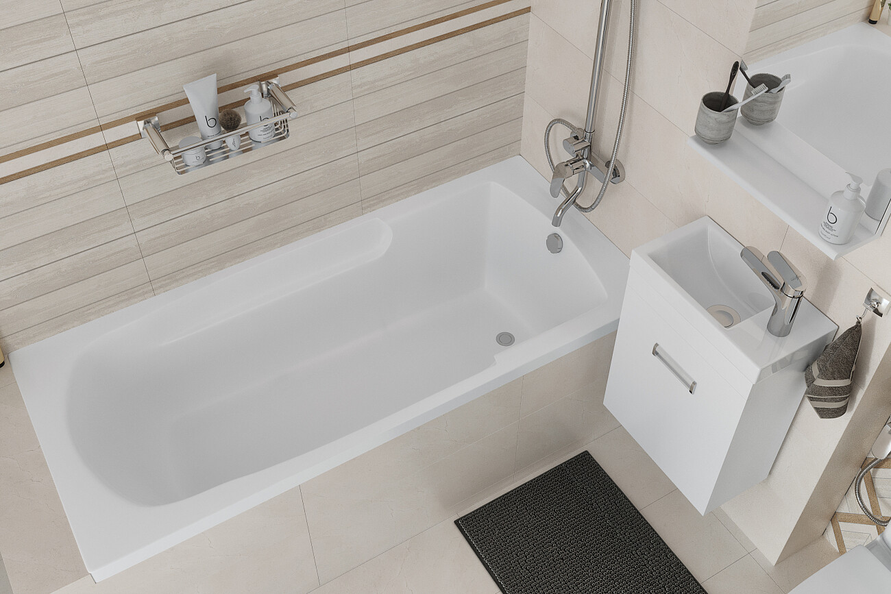 Акриловая ванна с ножками 150x70 см белая Diwo "Ростов" 274650, 274647 - изображение 2