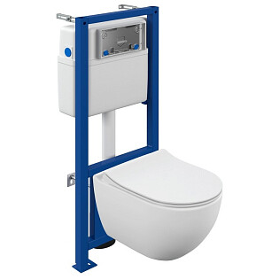 Унитаз подвесной безободковый овальный белый Cersanit Brasko Smart Clean On DPL EO slim LP
