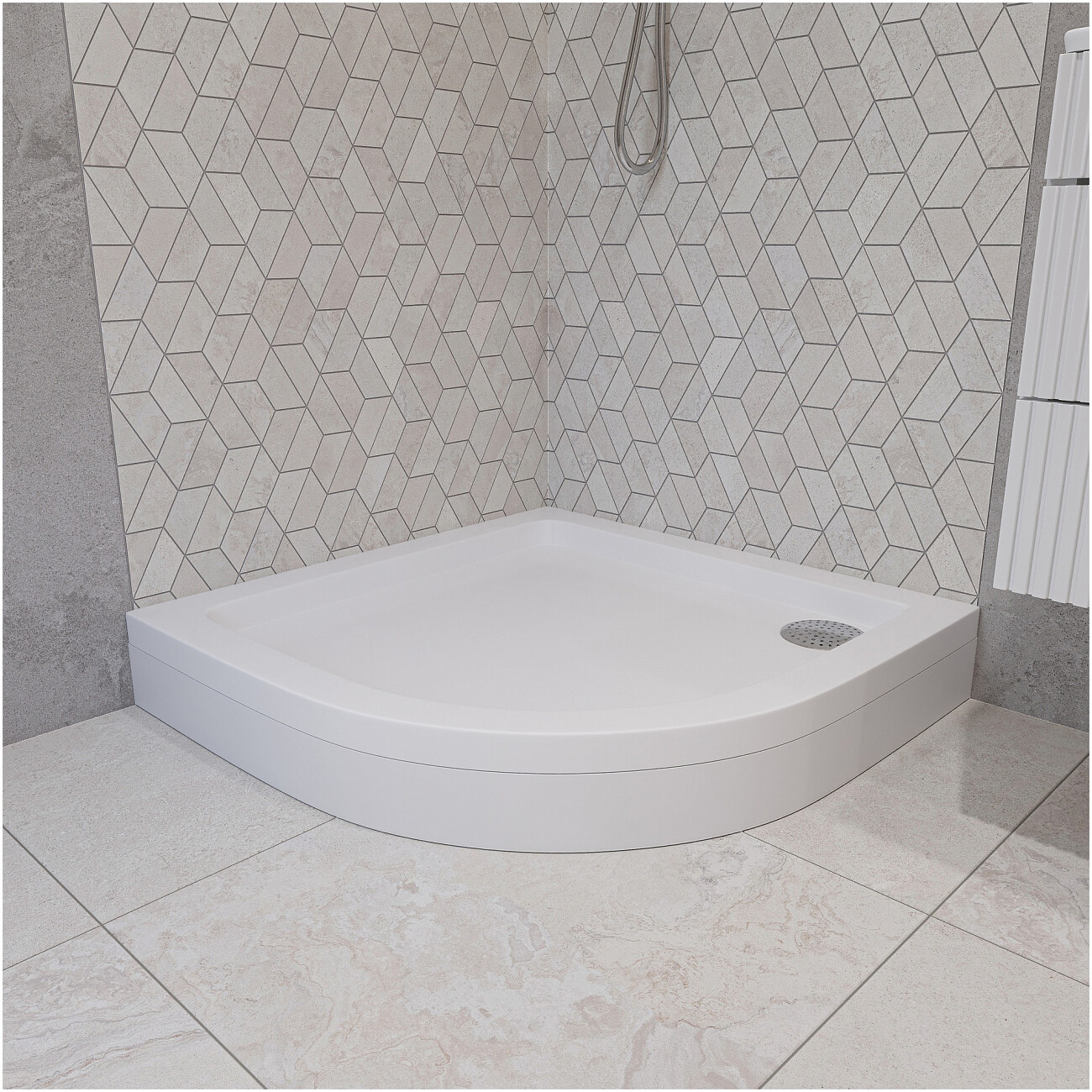 Поддон для душа акриловый четверть круга с экраном 90х90 см белый Diwo DS-circle - изображение 3