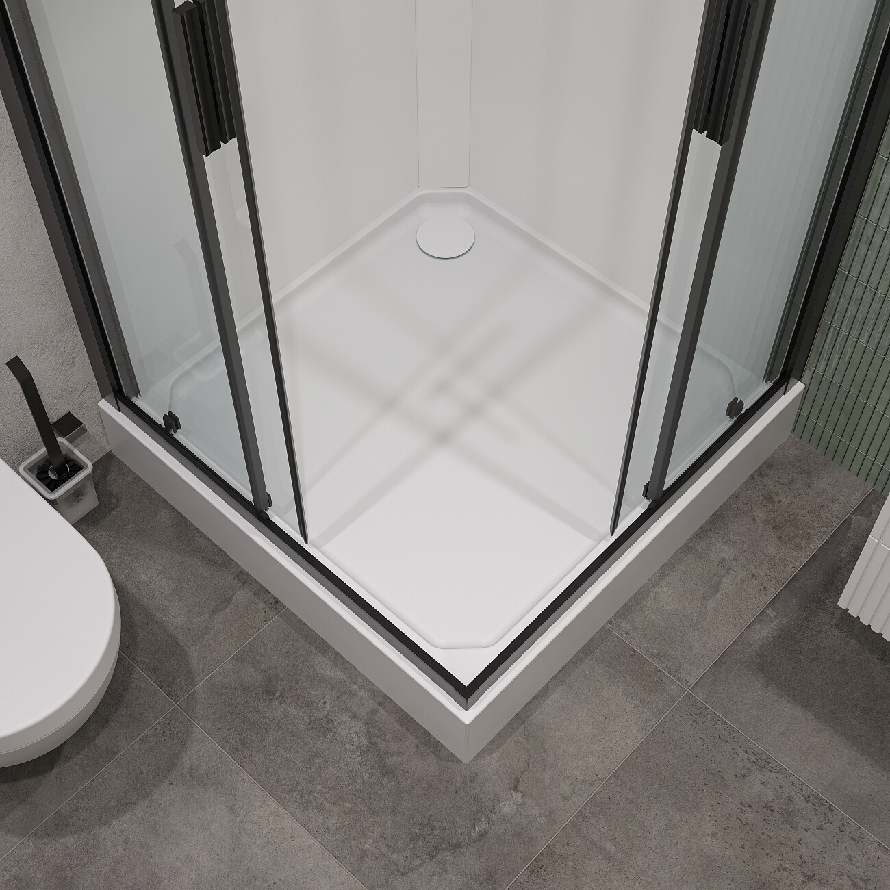 Душевая кабина квадратная с низким поддоном 90х90 см белая, черная Stworki "Кронборг" HWKC-403-090BT - изображение 5