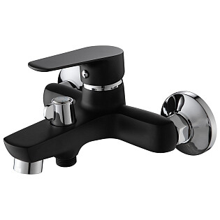 Смеситель для ванны однорычажный с душевым гарнитуром черный Ammore A3003-A