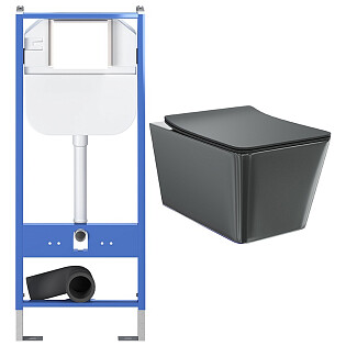 Унитаз подвесной черный Creto Logan L2 1002-002-L2BLMAT с инсталляцией Standart 1.0