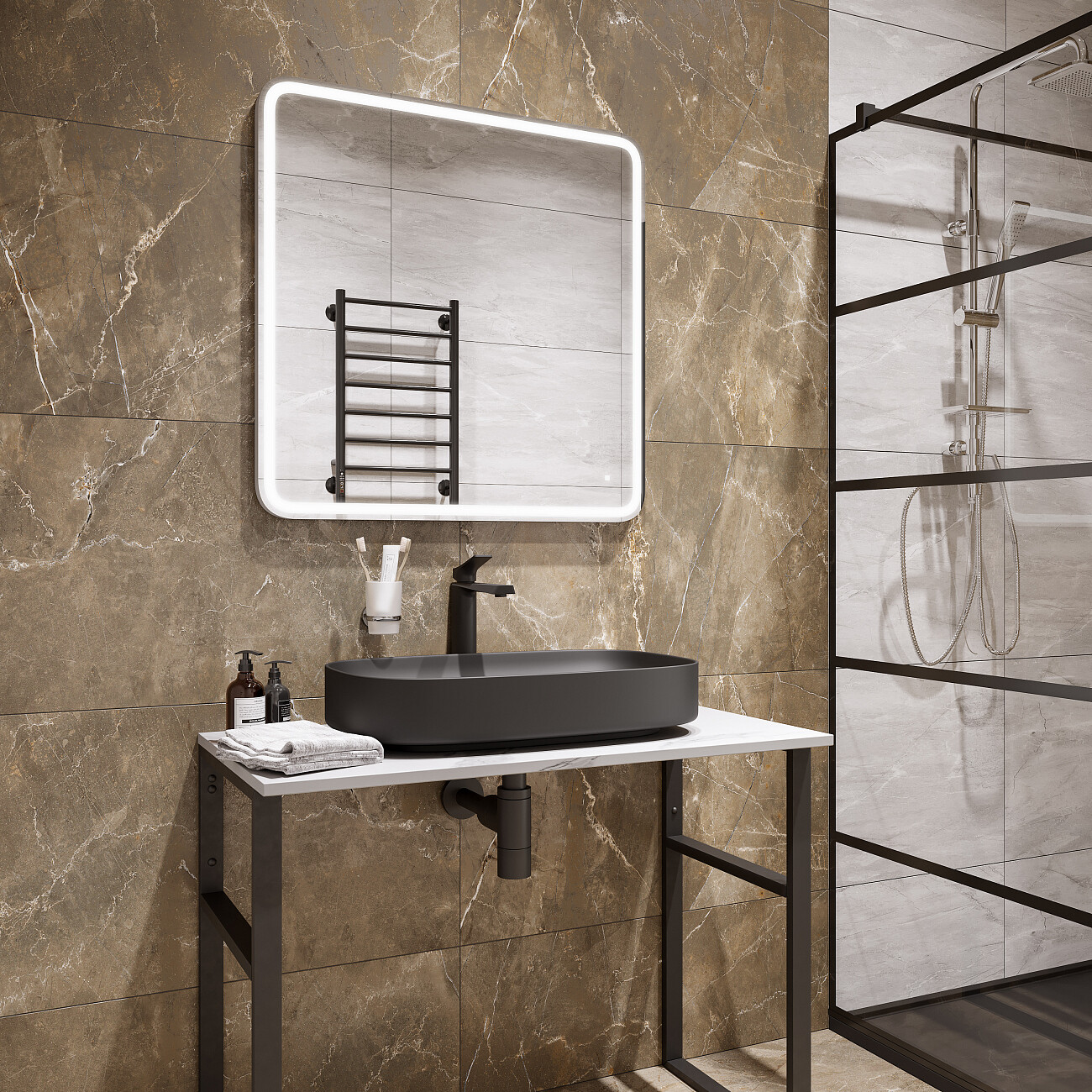 Раковина-чаша фаянсовая 65 см черная Stworki "Молде" 3064-110 - изображение 5