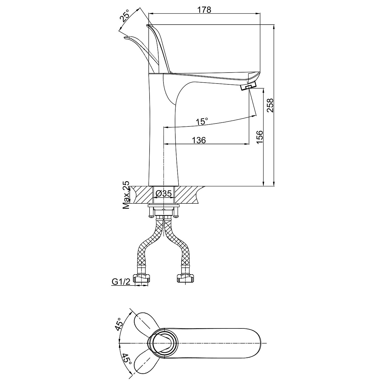 Смеситель для раковины однорычажный черный D&K Venice Baciano DA1032659 - изображение 2