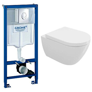 Унитаз подвесной белый Bocchi Venezia Rimless 1295-001-0129 с инсталляцией Grohe Rapid SL 38721001