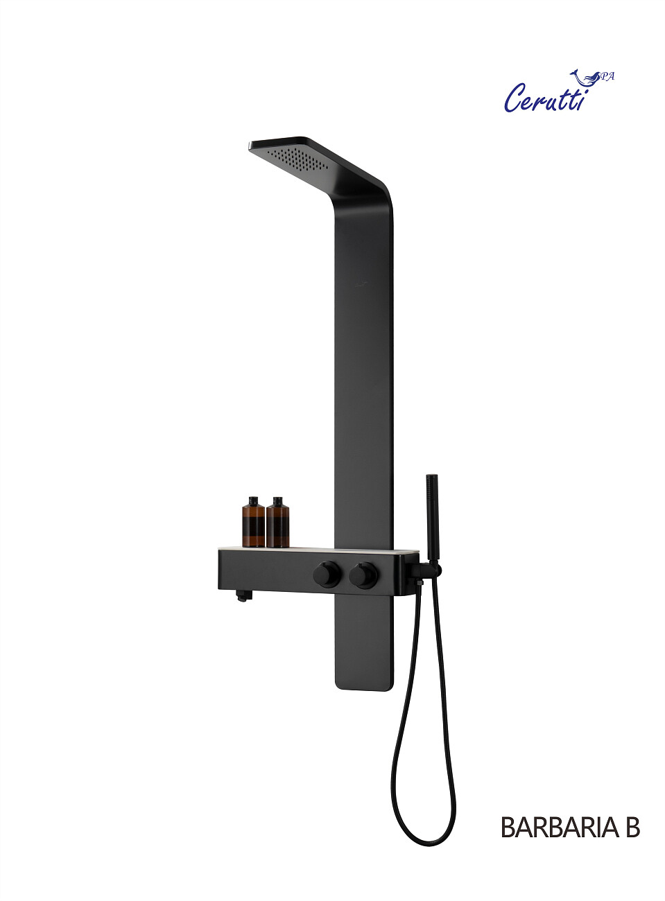 Душевая панель с тропическим душем 131х53 см черная Cerutti SPA Barbaria B CT9657 - изображение 3