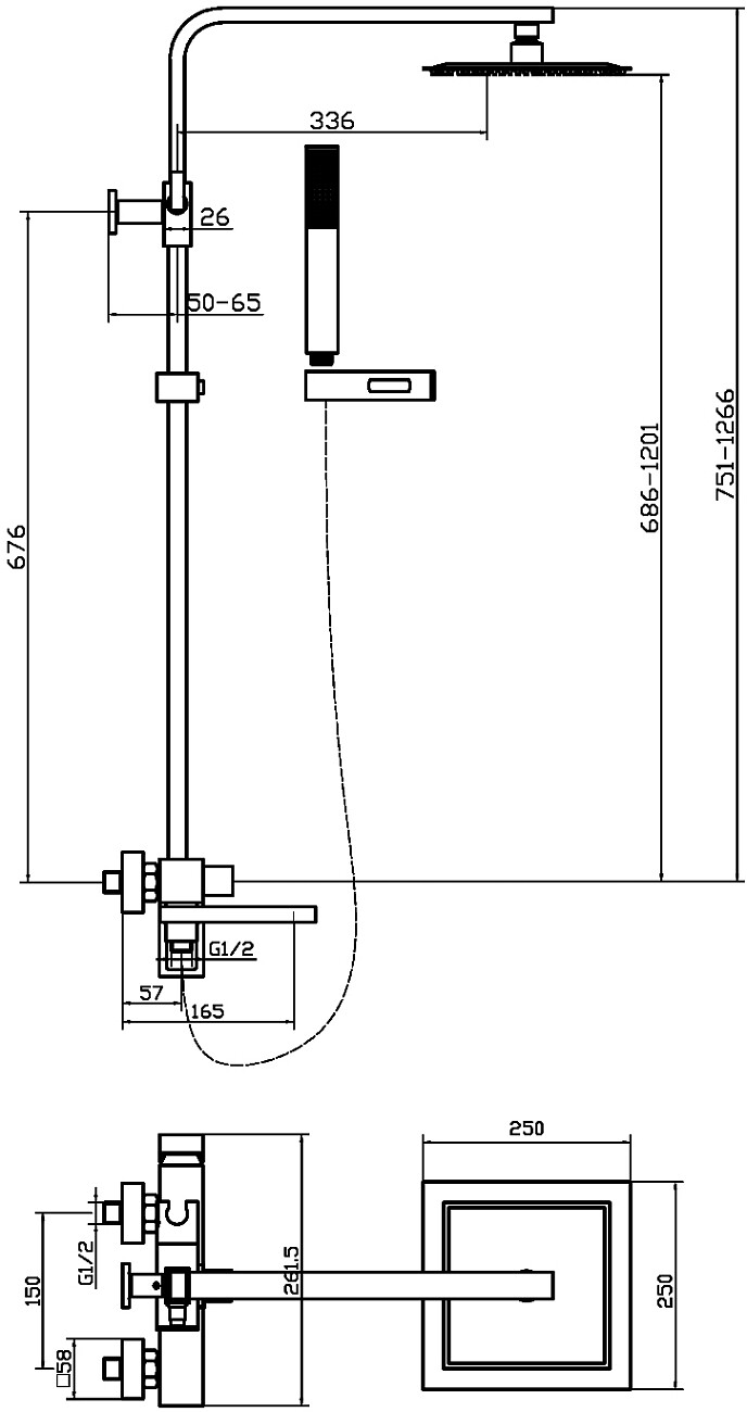 Душевая стойка с верхним душем и смесителем хром Stworki "Нюборг" NU-04cr - изображение 3