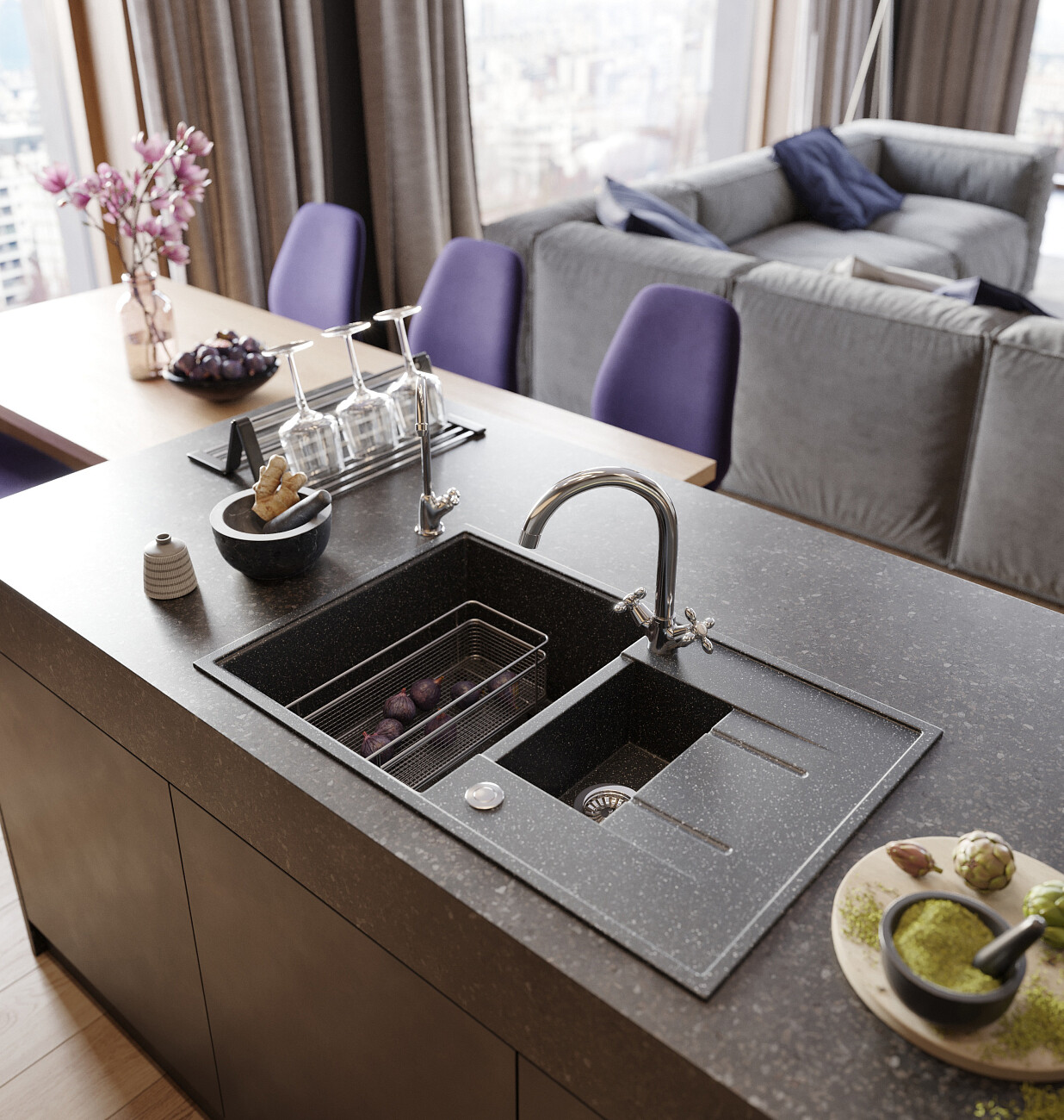 Мойка кухонная черная Domaci "Бьелла" DMC-21K-308 - изображение 3