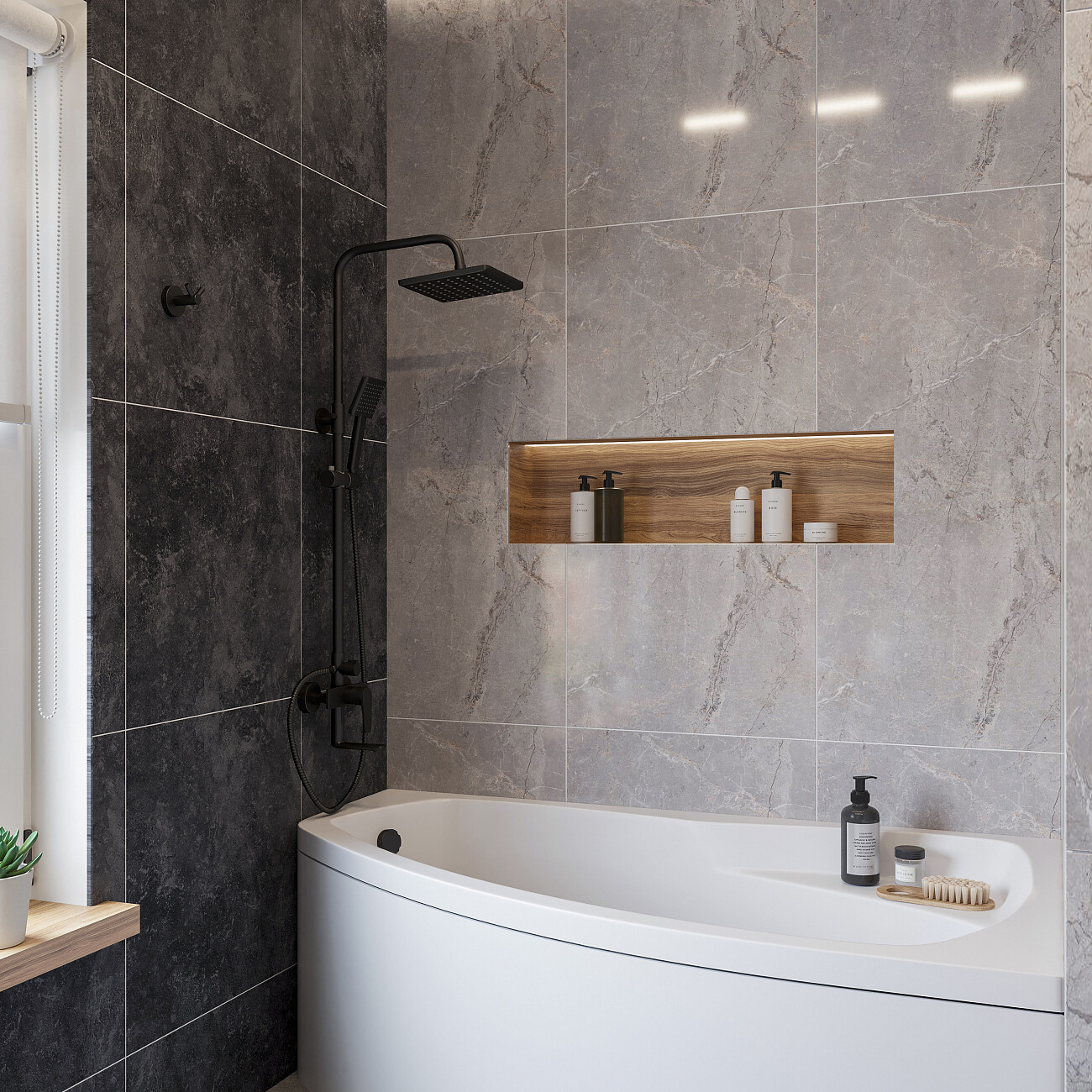 Душевая стойка с верхним душем и смесителем черная Stworki "Ольтен" OLT-04b - изображение 11