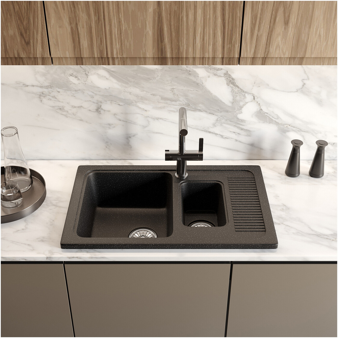 Мойка кухонная черная Domaci "Парма" 77-49-420 - изображение 4