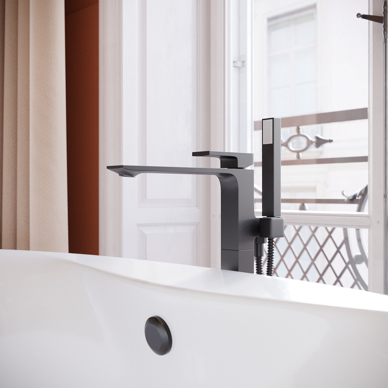 Напольный смеситель для ванны черный Stworki "Карлстад" KAS-05b - изображение 3