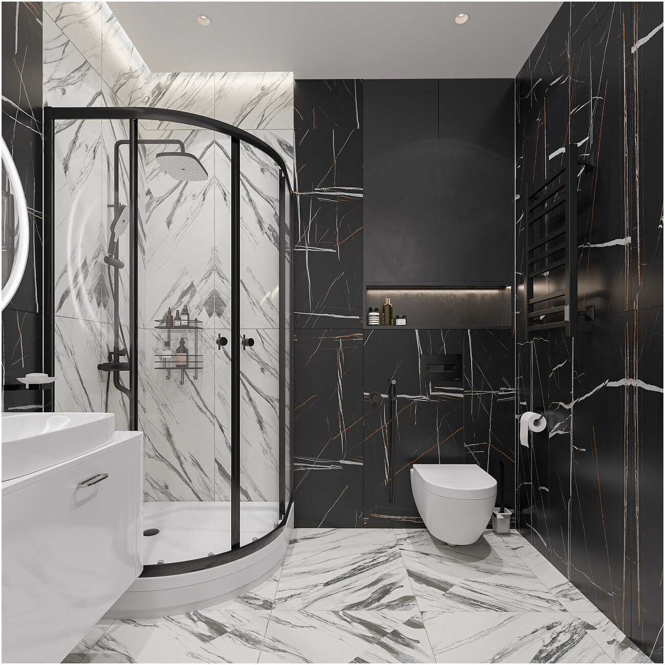 Душевой уголок четверть круга 90x90 см черный Diwo "Псков" Щ0000055591 - изображение 6