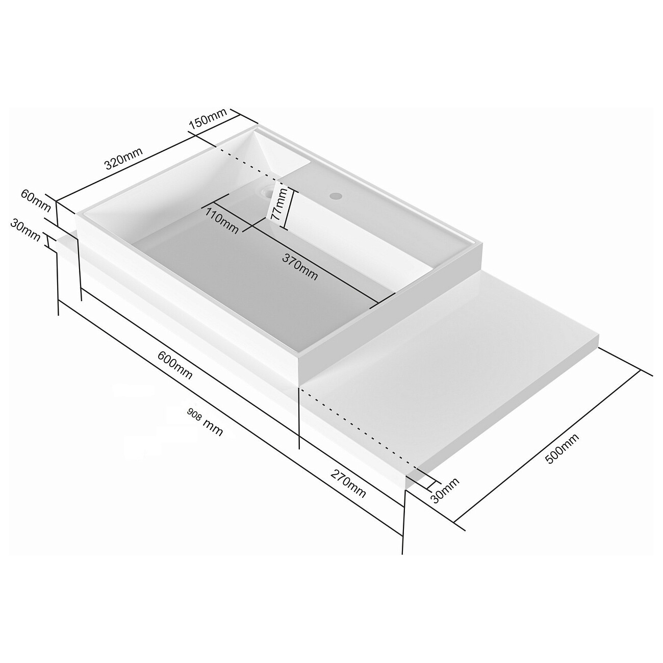 Раковина над стиральной машиной 50х90 см белая "Юпитер" 900129 - изображение 7