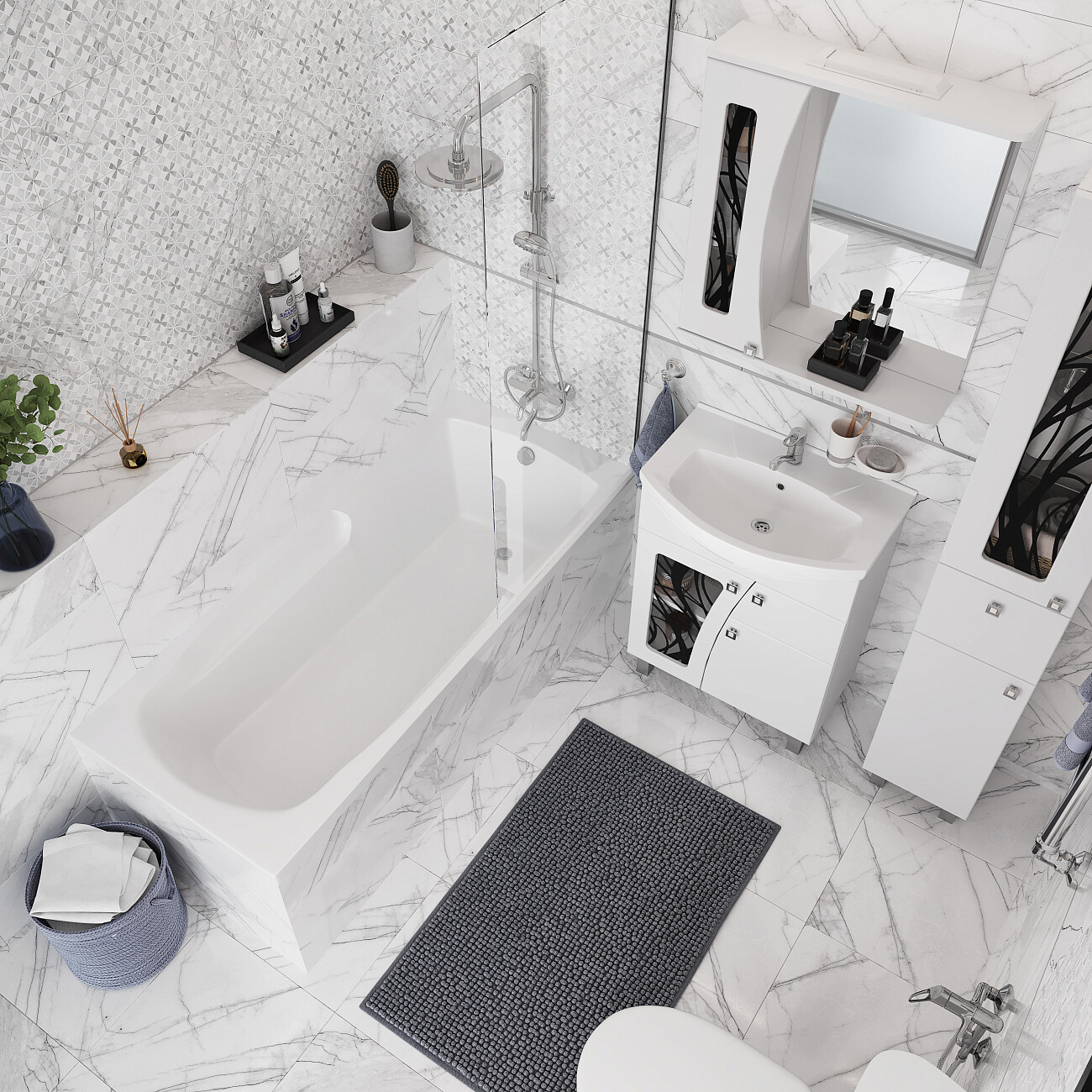 Акриловая ванна с ножками 160x70 см белая Diwo "Ростов" 274648, 274647 - изображение 4