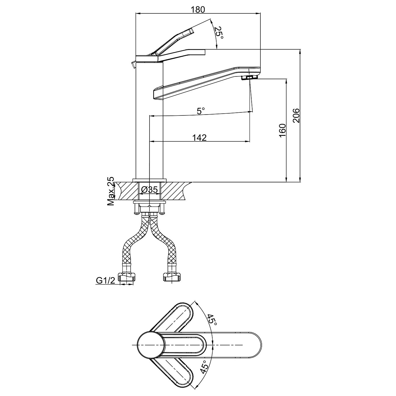 Смеситель для раковины однорычажный хром D&K Venice Rialto DA1062641 - изображение 2