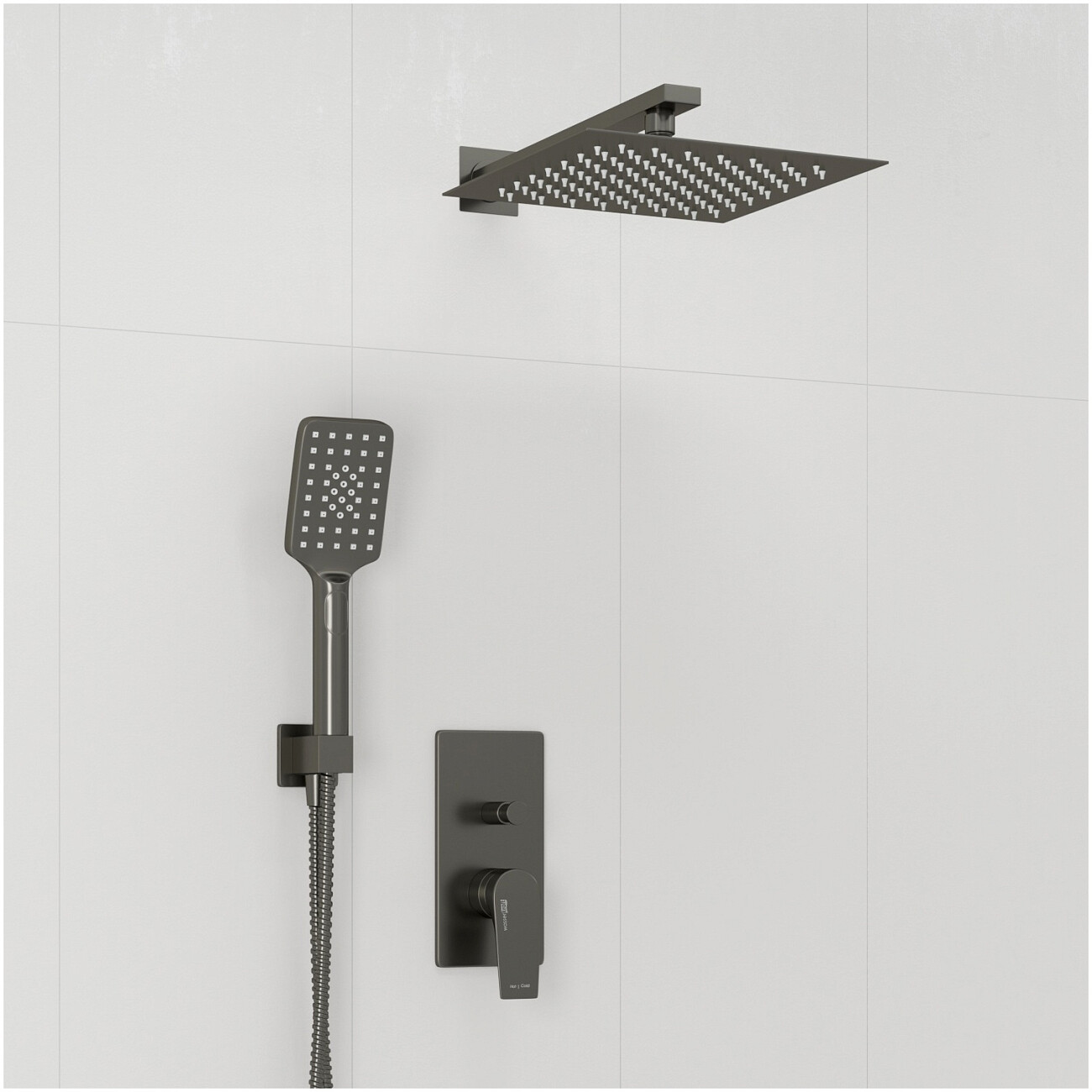 Душевой комплект встраиваемый с верхним душем и лейкой оружейная сталь Wasserkraft A84202 - изображение 2