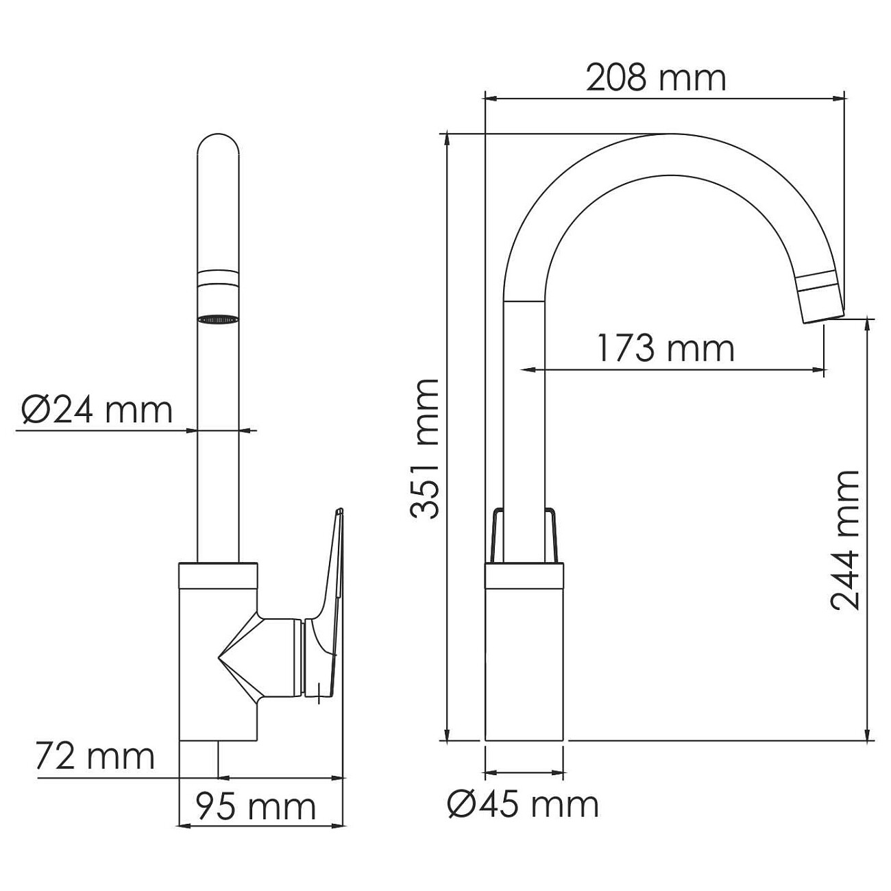 Смеситель для кухни из латуни золотой Wasserkraft 5507 - изображение 11