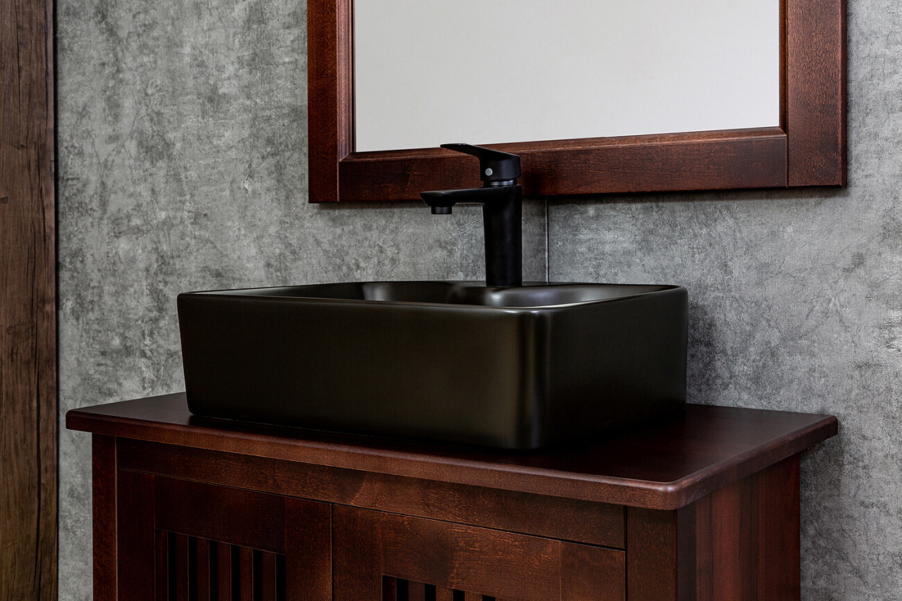 Раковина накладная фарфоровая прямоугольная 37х48 см черная Stworki "Ольборг" OL-01Rb - изображение 2