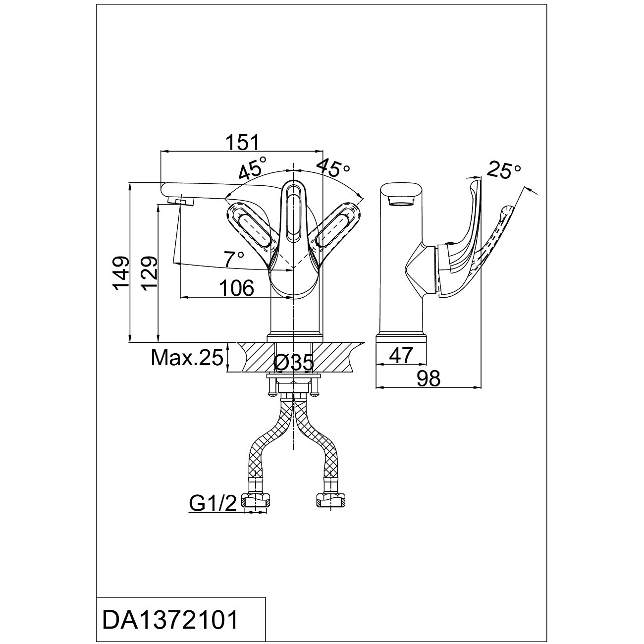 Смеситель для раковины однорычажный хром D&K Rhein Eucharius DA1372101 - изображение 2
