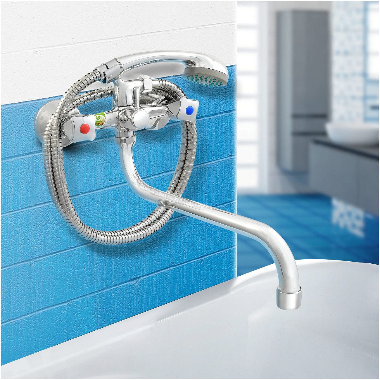 Смеситель для ванны двухвентильный с душевым гарнитуром хром Juguni Lyra JGN0130 0402.642 - изображение 3